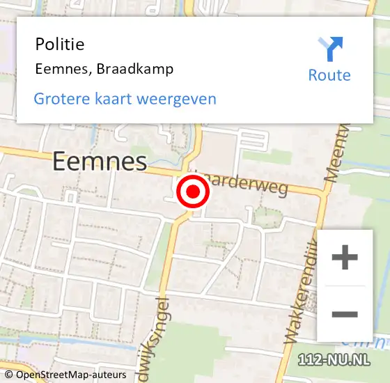 Locatie op kaart van de 112 melding: Politie Eemnes, Braadkamp op 25 september 2021 10:34