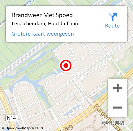 Locatie op kaart van de 112 melding: Brandweer Met Spoed Naar Leidschendam, Houtduiflaan op 25 september 2021 10:36