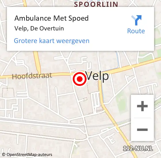 Locatie op kaart van de 112 melding: Ambulance Met Spoed Naar Velp, De Overtuin op 25 september 2021 10:37