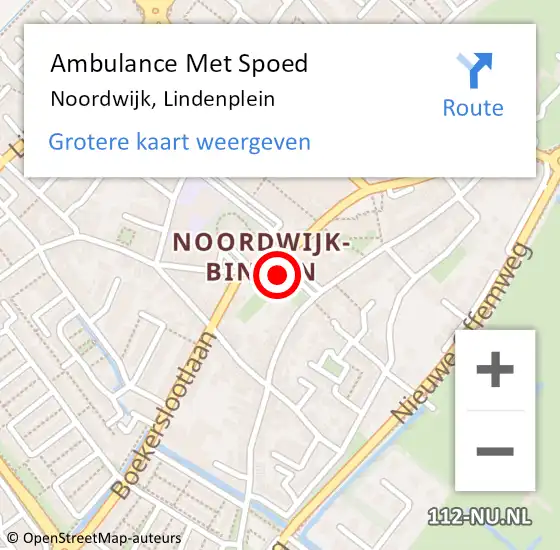 Locatie op kaart van de 112 melding: Ambulance Met Spoed Naar Noordwijk, Lindenplein op 25 september 2021 10:44