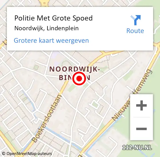 Locatie op kaart van de 112 melding: Politie Met Grote Spoed Naar Noordwijk, Lindenplein op 25 september 2021 10:45