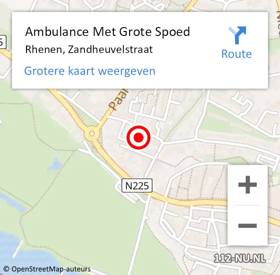 Locatie op kaart van de 112 melding: Ambulance Met Grote Spoed Naar Rhenen, Zandheuvelstraat op 25 september 2021 10:48