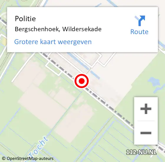 Locatie op kaart van de 112 melding: Politie Bergschenhoek, Wildersekade op 25 september 2021 11:00