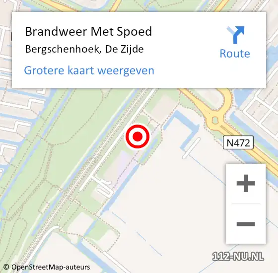 Locatie op kaart van de 112 melding: Brandweer Met Spoed Naar Bergschenhoek, De Zijde op 25 september 2021 11:02