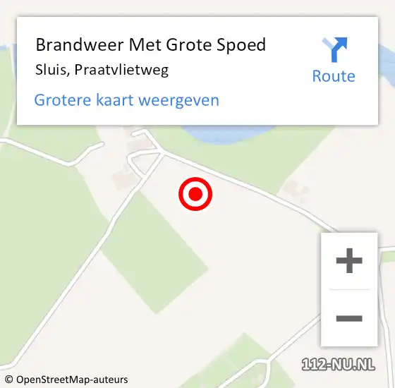 Locatie op kaart van de 112 melding: Brandweer Met Grote Spoed Naar Sluis, Praatvlietweg op 25 september 2021 11:23