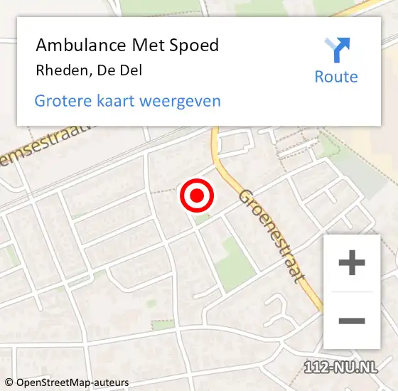 Locatie op kaart van de 112 melding: Ambulance Met Spoed Naar Rheden, De Del op 25 september 2021 12:00
