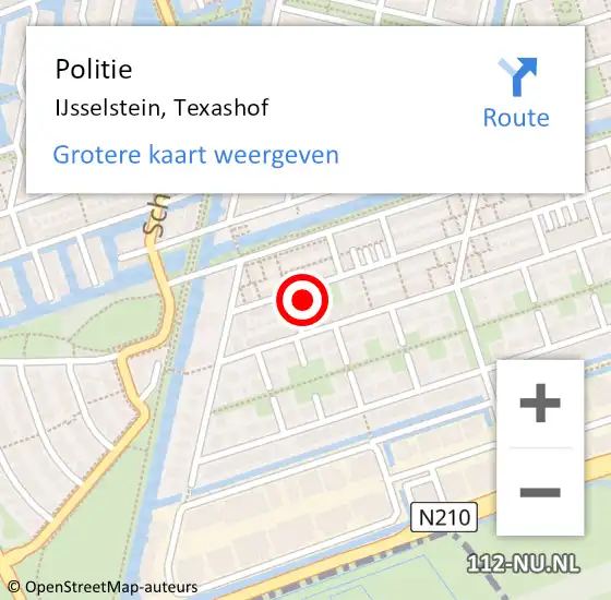 Locatie op kaart van de 112 melding: Politie IJsselstein, Texashof op 25 september 2021 12:05