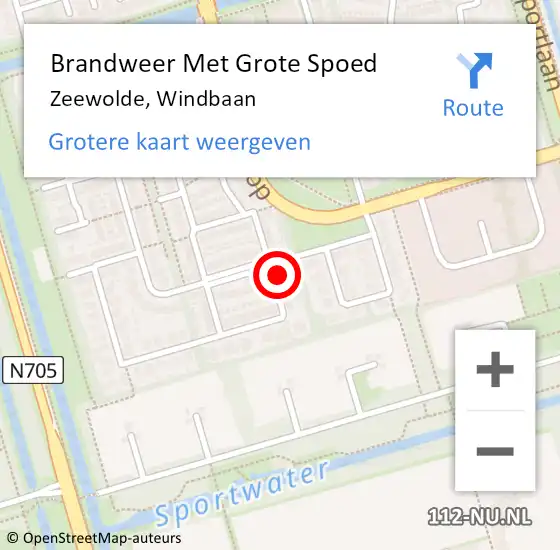 Locatie op kaart van de 112 melding: Brandweer Met Grote Spoed Naar Zeewolde, Windbaan op 25 september 2021 12:56