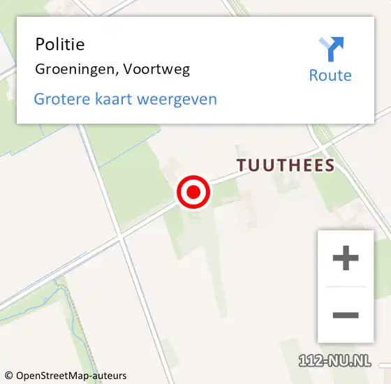 Locatie op kaart van de 112 melding: Politie Groeningen, Voortweg op 25 september 2021 12:58