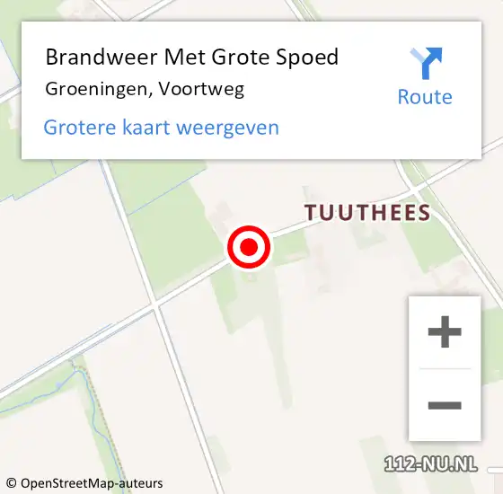 Locatie op kaart van de 112 melding: Brandweer Met Grote Spoed Naar Groeningen, Voortweg op 25 september 2021 12:58