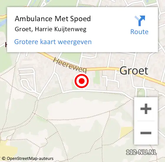 Locatie op kaart van de 112 melding: Ambulance Met Spoed Naar Groet, Harrie Kuijtenweg op 25 september 2021 13:08