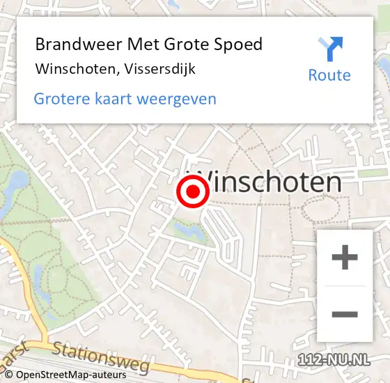 Locatie op kaart van de 112 melding: Brandweer Met Grote Spoed Naar Winschoten, Vissersdijk op 25 september 2021 13:09
