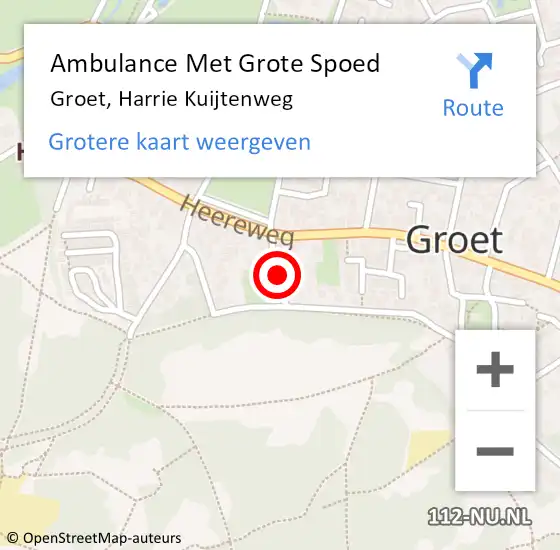 Locatie op kaart van de 112 melding: Ambulance Met Grote Spoed Naar Groet, Harrie Kuijtenweg op 25 september 2021 13:09