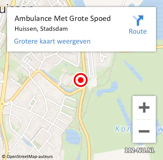 Locatie op kaart van de 112 melding: Ambulance Met Grote Spoed Naar Huissen, Stadsdam op 25 september 2021 13:36