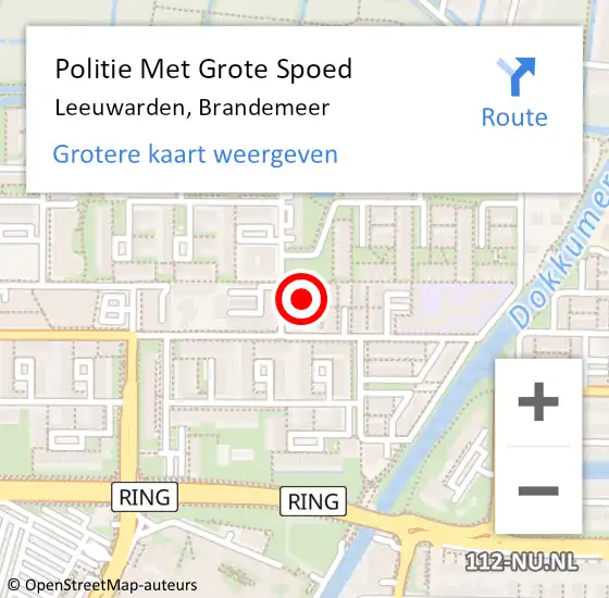 Locatie op kaart van de 112 melding: Politie Met Grote Spoed Naar Leeuwarden, Brandemeer op 25 september 2021 13:41