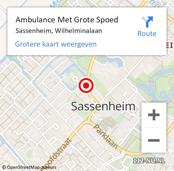 Locatie op kaart van de 112 melding: Ambulance Met Grote Spoed Naar Sassenheim, Wilhelminalaan op 25 september 2021 13:53