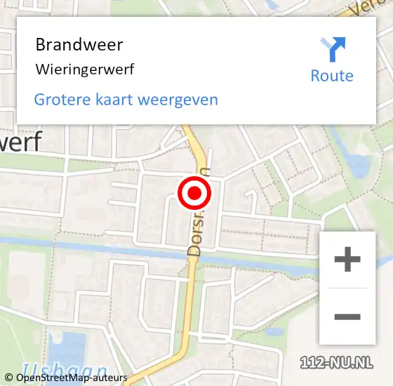 Locatie op kaart van de 112 melding: Brandweer Wieringerwerf op 25 september 2021 13:59