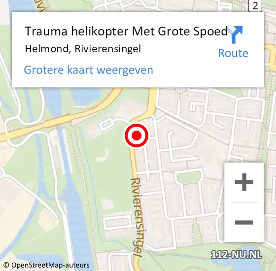 Locatie op kaart van de 112 melding: Trauma helikopter Met Grote Spoed Naar Helmond, Rivierensingel op 25 september 2021 14:02