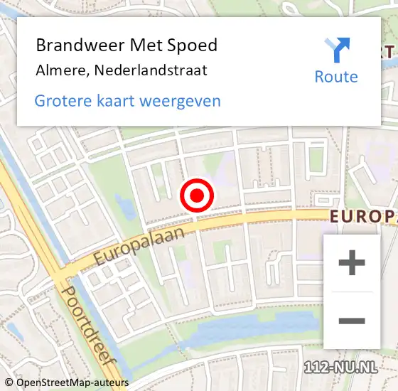 Locatie op kaart van de 112 melding: Brandweer Met Spoed Naar Almere, Nederlandstraat op 25 september 2021 14:07