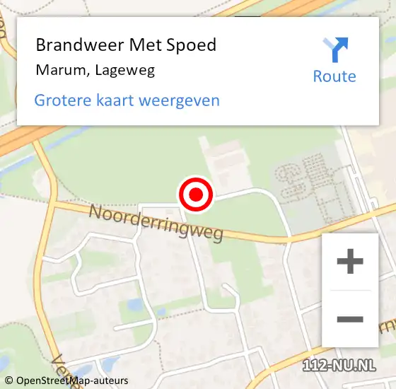 Locatie op kaart van de 112 melding: Brandweer Met Spoed Naar Marum, Lageweg op 25 september 2021 14:11