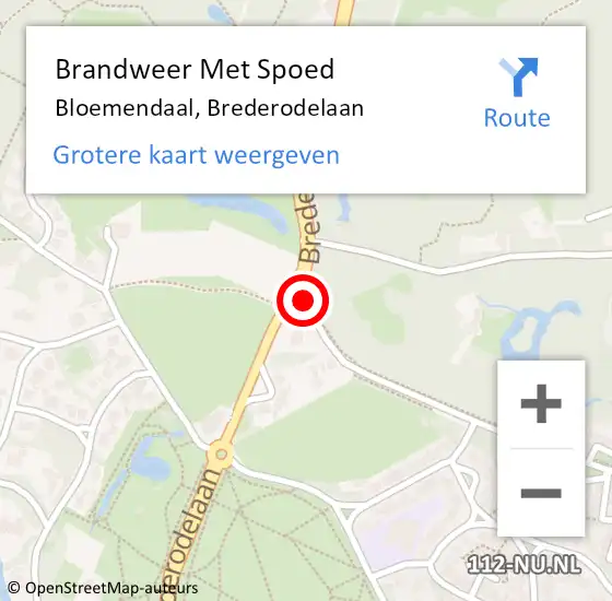 Locatie op kaart van de 112 melding: Brandweer Met Spoed Naar Bloemendaal, Brederodelaan op 25 september 2021 14:16