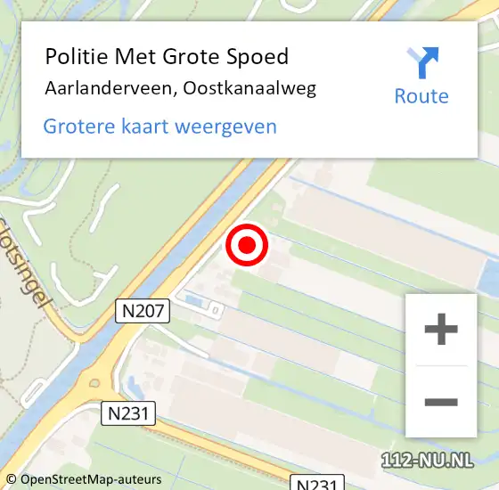 Locatie op kaart van de 112 melding: Politie Met Grote Spoed Naar Aarlanderveen, Oostkanaalweg op 25 september 2021 14:26