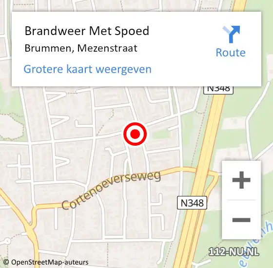 Locatie op kaart van de 112 melding: Brandweer Met Spoed Naar Brummen, Mezenstraat op 25 september 2021 14:40