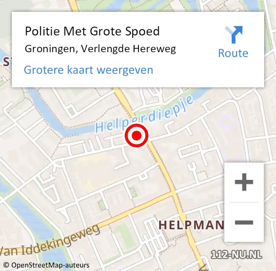 Locatie op kaart van de 112 melding: Politie Met Grote Spoed Naar Groningen, Verlengde Hereweg op 25 september 2021 14:55