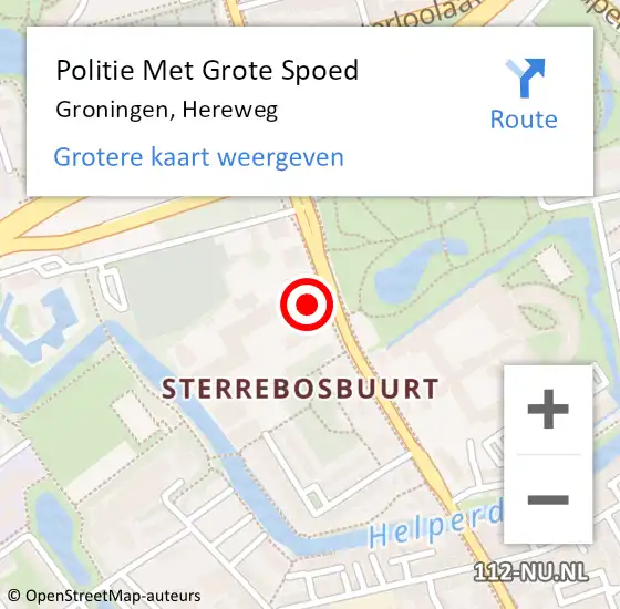 Locatie op kaart van de 112 melding: Politie Met Grote Spoed Naar Groningen, Hereweg op 25 september 2021 15:00