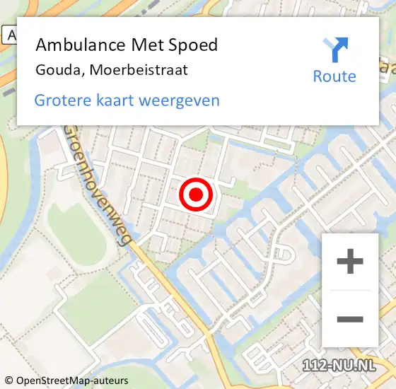 Locatie op kaart van de 112 melding: Ambulance Met Spoed Naar Gouda, Moerbeistraat op 25 september 2021 15:09