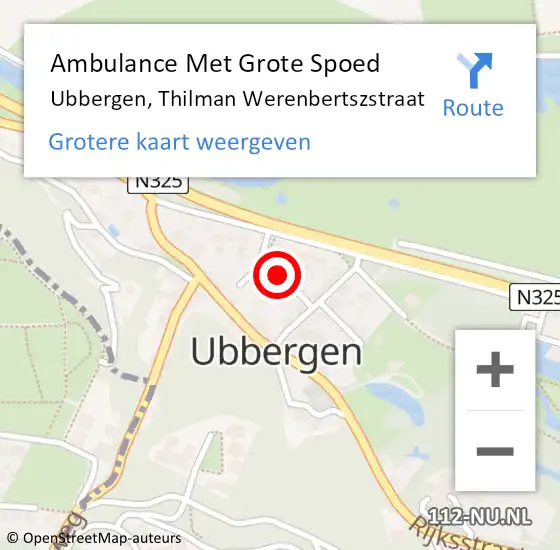 Locatie op kaart van de 112 melding: Ambulance Met Grote Spoed Naar Ubbergen, Thilman Werenbertszstraat op 25 september 2021 15:20