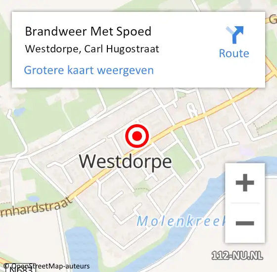 Locatie op kaart van de 112 melding: Brandweer Met Spoed Naar Westdorpe, Carl Hugostraat op 24 juni 2014 02:52