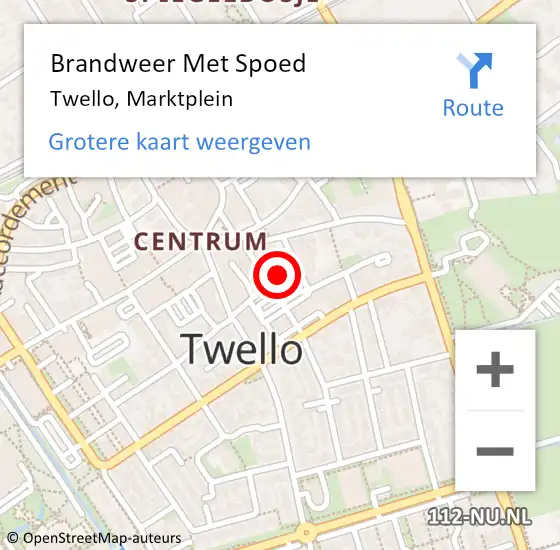 Locatie op kaart van de 112 melding: Brandweer Met Spoed Naar Twello, Marktplein op 25 september 2021 15:31