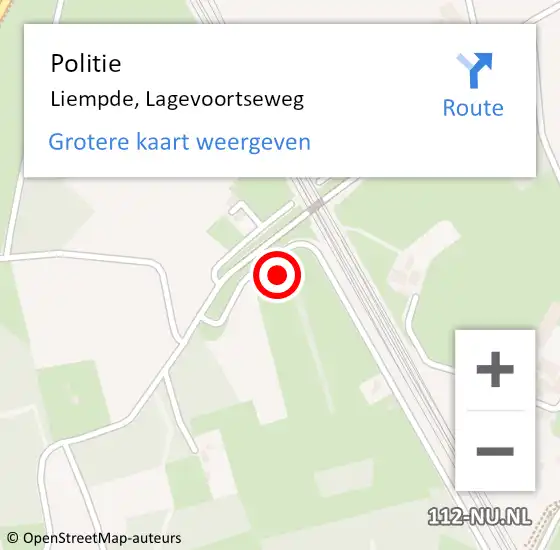 Locatie op kaart van de 112 melding: Politie Liempde, Lagevoortseweg op 25 september 2021 15:40