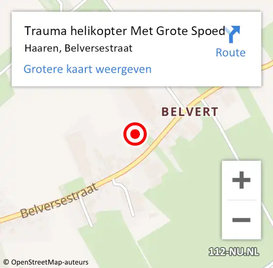Locatie op kaart van de 112 melding: Trauma helikopter Met Grote Spoed Naar Haaren, Belversestraat op 25 september 2021 15:45