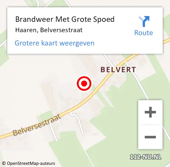 Locatie op kaart van de 112 melding: Brandweer Met Grote Spoed Naar Haaren, Belversestraat op 25 september 2021 15:48