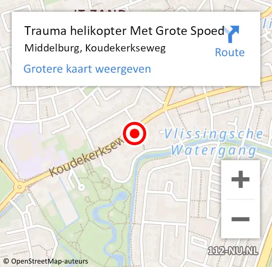 Locatie op kaart van de 112 melding: Trauma helikopter Met Grote Spoed Naar Middelburg, Koudekerkseweg op 25 september 2021 16:09