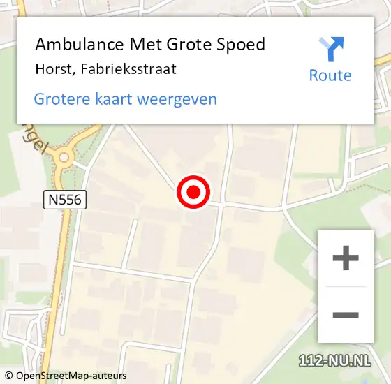 Locatie op kaart van de 112 melding: Ambulance Met Grote Spoed Naar Horst, Fabrieksstraat op 24 juni 2014 03:08