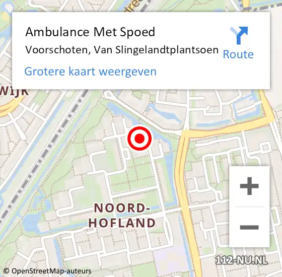 Locatie op kaart van de 112 melding: Ambulance Met Spoed Naar Voorschoten, Van Slingelandtplantsoen op 25 september 2021 16:17