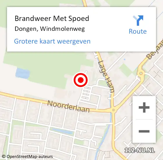 Locatie op kaart van de 112 melding: Brandweer Met Spoed Naar Dongen, Windmolenweg op 25 september 2021 16:18