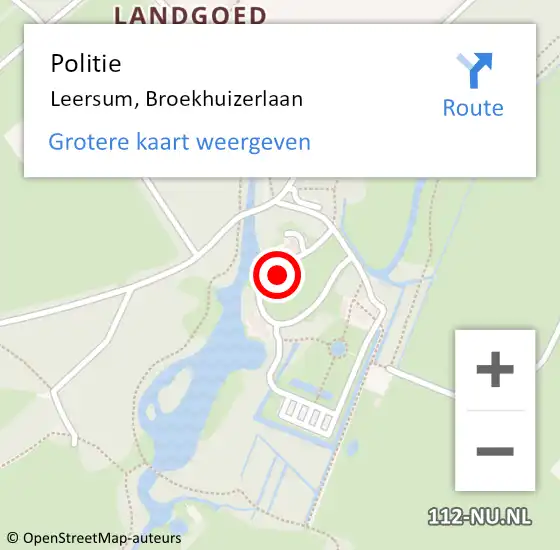 Locatie op kaart van de 112 melding: Politie Leersum, Broekhuizerlaan op 25 september 2021 16:19