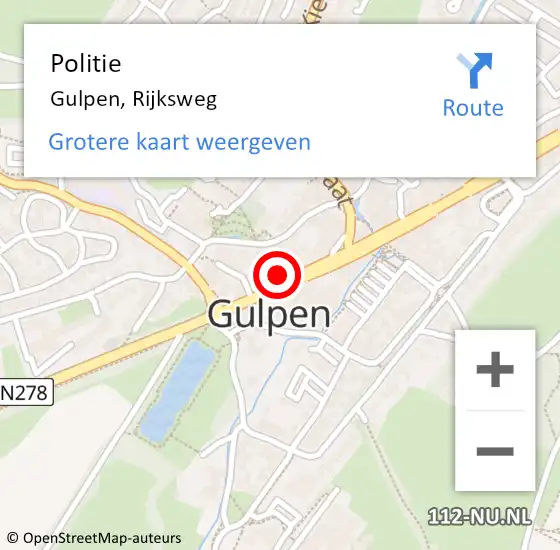 Locatie op kaart van de 112 melding: Politie Gulpen, Rijksweg op 25 september 2021 16:41