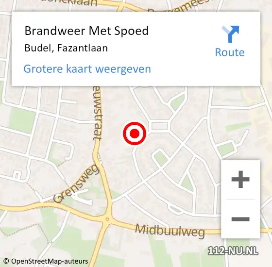 Locatie op kaart van de 112 melding: Brandweer Met Spoed Naar Budel, Fazantlaan op 25 september 2021 17:13