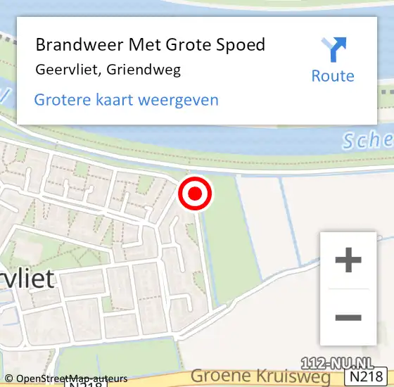 Locatie op kaart van de 112 melding: Brandweer Met Grote Spoed Naar Geervliet, Griendweg op 24 juni 2014 03:34