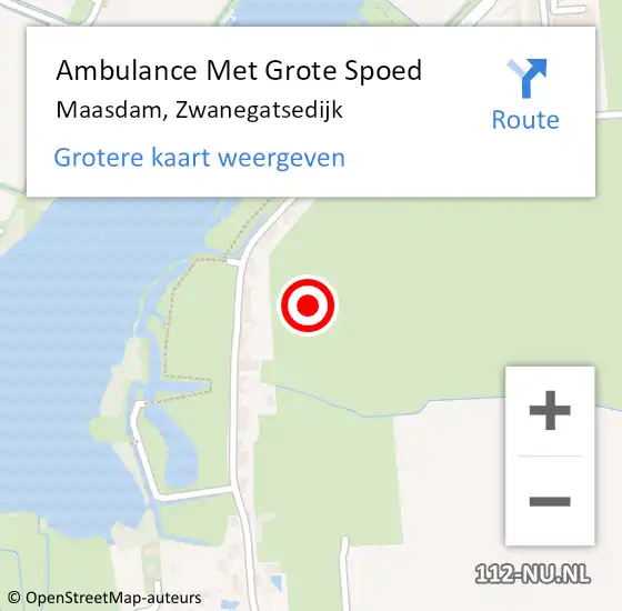 Locatie op kaart van de 112 melding: Ambulance Met Grote Spoed Naar Maasdam, Zwanegatsedijk op 25 september 2021 17:39