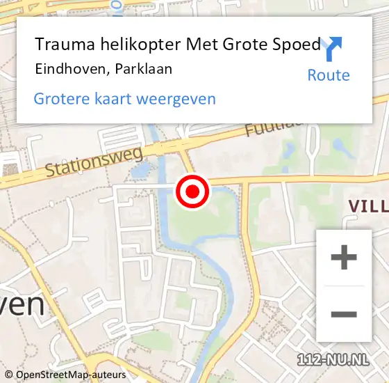 Locatie op kaart van de 112 melding: Trauma helikopter Met Grote Spoed Naar Eindhoven, Parklaan op 25 september 2021 17:44