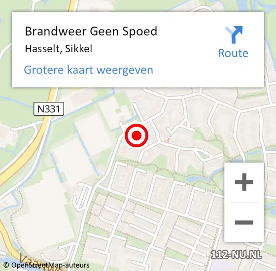 Locatie op kaart van de 112 melding: Brandweer Geen Spoed Naar Hasselt, Sikkel op 25 september 2021 17:45