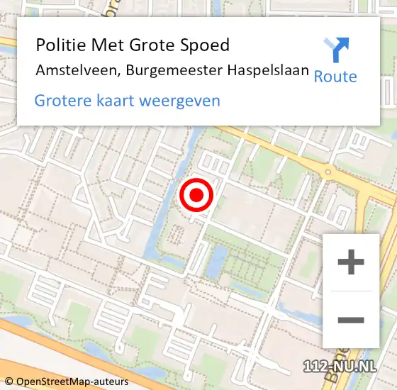 Locatie op kaart van de 112 melding: Politie Met Grote Spoed Naar Amstelveen, Burgemeester Haspelslaan op 25 september 2021 17:53