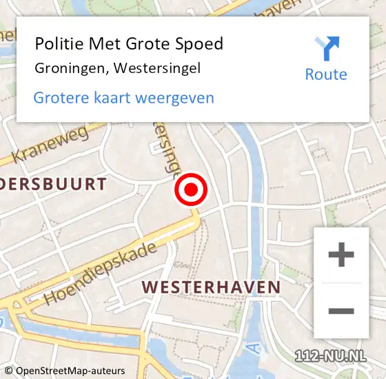 Locatie op kaart van de 112 melding: Politie Met Grote Spoed Naar Groningen, Westersingel op 25 september 2021 18:05