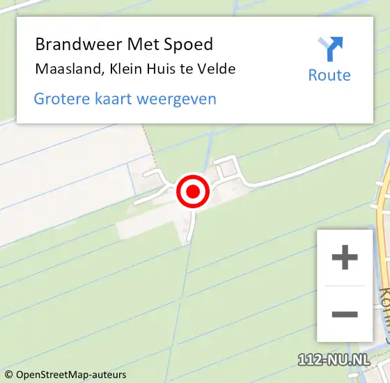 Locatie op kaart van de 112 melding: Brandweer Met Spoed Naar Maasland, Klein Huis te Velde op 25 september 2021 18:08